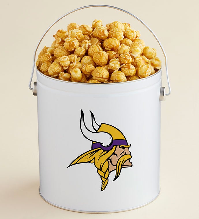 1 Gallon Minnesota Vikings   Caramel Popcorn Tin